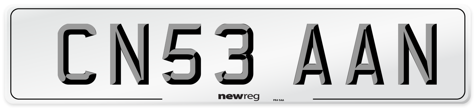 CN53 AAN Number Plate from New Reg